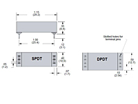 104 Series - Dry Miniature Reed Relays - Dimensional Picture