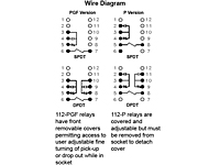 112 Series - Low Coil Power Sensitive Relays - Industrial Pin Out - Wiring Diagram