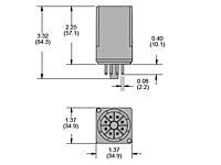 392 Series - Low Coil Power Sensitive Relays - Octal Base - Dimensional Picture