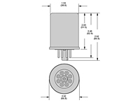 88HP Series - Hermetically Sealed Plug-in Special Purpose Relays - Dimensional Picture